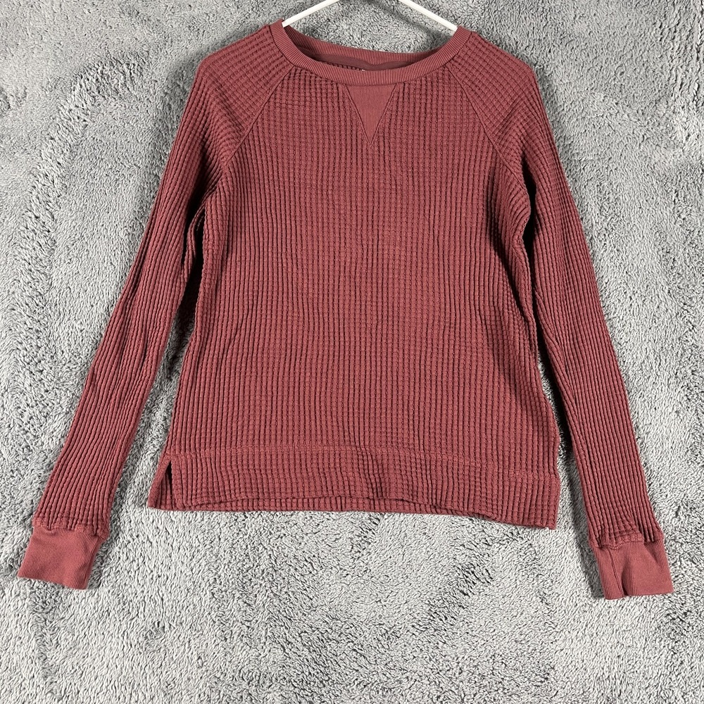 The North Face Thermal Shirt Womens Small Pink Waffle Knit Long Sleeve Pullover
